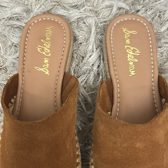 Sam Edelman Austin Suede Raffia Platform Espadrille Slides Mules Caramel Sz 7.5 - Picture 6 of 11